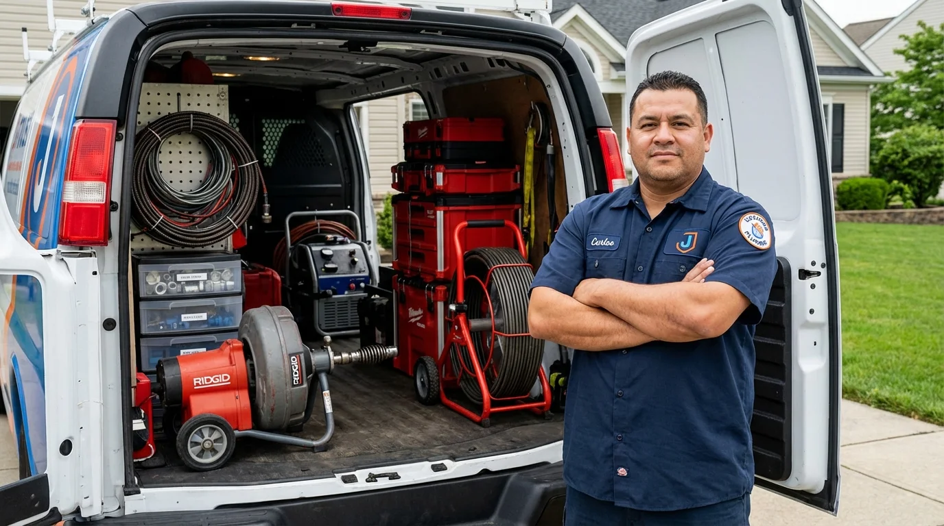 Professional drain cleaning equipment and Johns Plumbing LLC plumber in Bogart