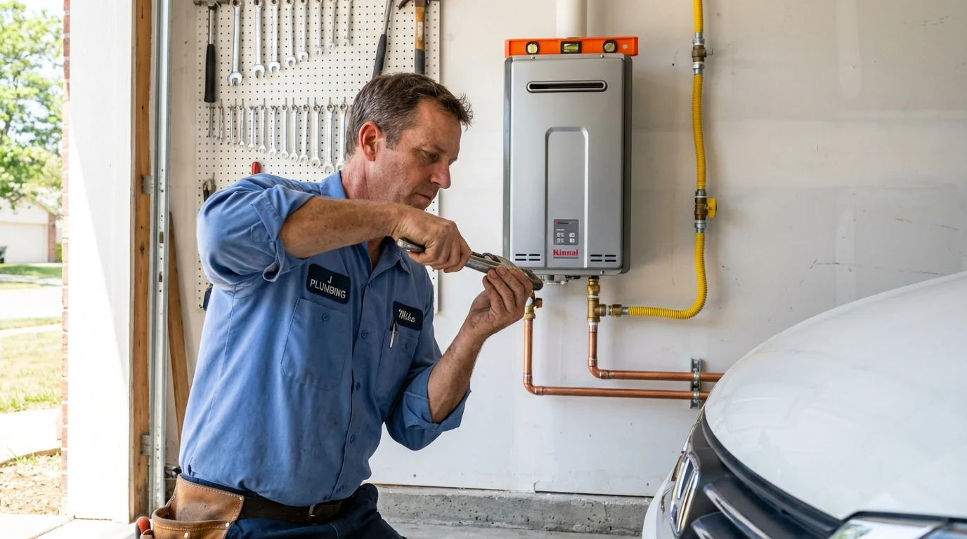 Tankless water heater installation by a Johns Plumbing LLC plumber in Bogart